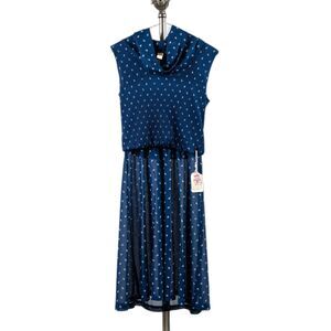 Vintage 70s navy blue cowl neckline size 9
